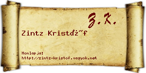 Zintz Kristóf névjegykártya